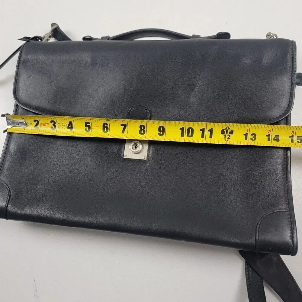 Cole Haan‎ Collection Black Leather Briefcase Messenger Bag Lawyer Bag Italy